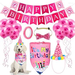 Dog Apparel Pet Cat Birthday Party Hat Puppy Bib Collar Cap Headwear Costume Banner Scarf Supplies Decorations