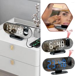 Table Clocks Multifunctional Projection Clock Creative LED Alarm Temperature Humidity Electronic And Mirror Digital C8J2