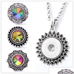 Pendant Necklaces Retro Snap Button Necklace And 18Mm Ginger Snaps Buttons Crystal Charms For Women Jewelry Drop Delivery Pendants Dhbjg