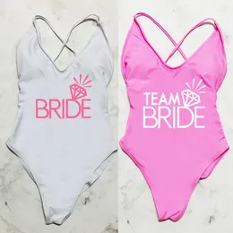 Women's Swimwear Sexy Pads Women Team Bride Diamond One Piece Swimsuits Bathing Suit Summer Bachelorette Party Beachwear