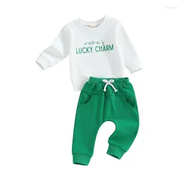 Clothing Sets Baby Boy St Patricks Outfit Toddler Shamrock Clothes Set Long Sleeve Letter Clover Sweatshirt Causal Jogger Pants