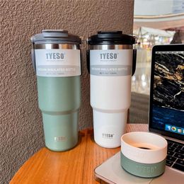 Water Bottles Tyeso 1200ml 40oz Tumbler With Handle And Silicone Coffee Cup Stainless Steel Vacuum Thermal Insulated Mug Cold