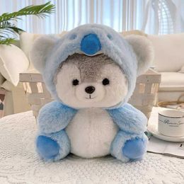 Plush Dolls New creative and cute Husky dog plush toy filled Kawaii little dog transformed into a pig koala dinosaur fox cartoon soft animal doll H240521 I13G