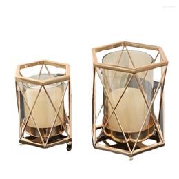 Candle Holders Gold Modern Stand Nordic LuxuryGeometric Tealight Metal De Mesa Pillar Home Decoration OO50YH