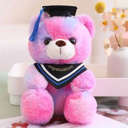 Plush Dolls 23cm graduate bear stuffed animal plush toy with cap pillow childrens Valentines birthday baby gift H240521 9B4F