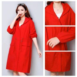 Women's Jackets Sun Protection Clothing 2024 Slim Long Hooded Tops Casual Loose Zipper Thin Windbreaker Coat Women Summer Jacket Red Pink