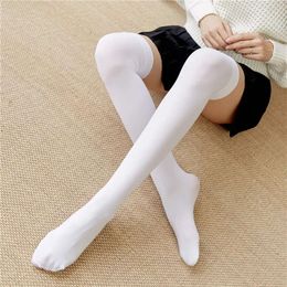 3PCS Solid Colour Stocking Sexy Black White Long Stocks Over-the-calf Lolita JK Cosplay Socks Women's Hosiery Thigh Stockings