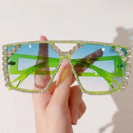 Sunglasses Fashion Oversized Square Diamond For Women Trendy Rhinestone Men Sun Glasses Lady Luxury Brand Eyewear UV400