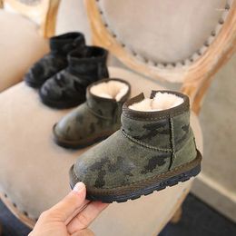 Boots 2024 Winter Fashion Boys Shoes Chaussure Kids Keep Warm Foot Camouflage Suede Girls Snow Super Soft And Comfortable