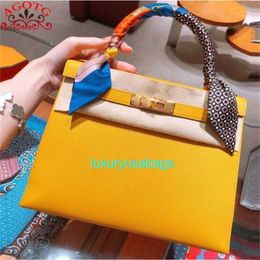 Genuine Leather Handbag Ky Shoulder Bags 2024 New Cowhide Handbag Fashion Palm Pattern Bag Crocodile Pattern Womens Bag Palm Pattern Yellow 2with logo HBVS