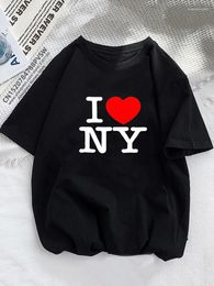 Women's T Shirts Women I Love NY York Graphic T-shirt Girl Y2K Harajuku Black Pink Red Tee Tops Female Funny Clothes Gift