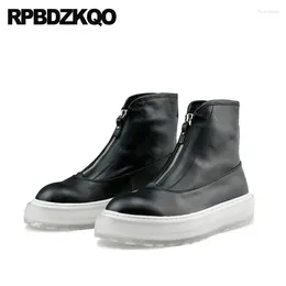 Boots Autumn Shoes Zip Up Thick Soled Front Zipper High Platform Sneakers Men Top Ankle Booties Trainer Flat Footwear 2024 Sole
