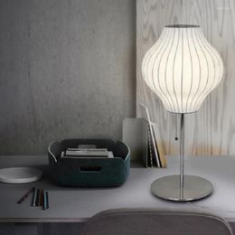 Table Lamps Japanese Silk Lamp Modern Minimalist El Showroom Japanese-style Study Creative Bedroom Decoration Bedside LED