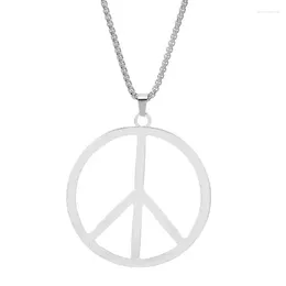 Pendant Necklaces Peace Sign Necklace Hippie For Men Women Stainless Steel Chain Charms Jewelry Gift