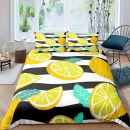 Bedding sets Nature Bedspread Lemon Tree Branches Gardening Design Decorative Quilted 3 Piece Coverlet Set with 2 Shams Full Size H240521 23FO