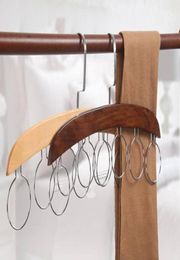 Wood Scarf Ring Hanger Storage Holder Hole Hanger 6 Ring Scarves Display Rack Space Saving Closet el Use Metal Belt Hangers7986709