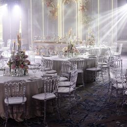 no cushion)Wholesale Hotel Furniture Event Party Bridal PC PP Plastic Banquet Resin Chiavari Chairs without Seat Pad Cushion