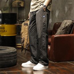 Men's Pants American Loose Everything Summer Ice Silk Quick Dry Cool Casual Men Straight Leg Thin Cargo Brand Sports Long