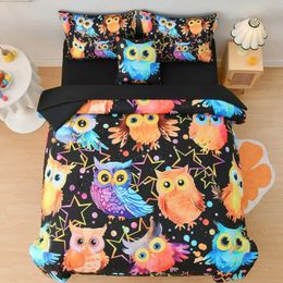 Bedding sets Tribal Duvet Cover Set Owl Bird Design Decorative 3 Piece with 2 Shams King Queen Full Size for Boys Girls H240521 0BDQ