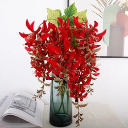 Decorative Flowers 39in Artificial Wall Hanging Plants Fake Branch Silk Erythrina Flower For Home Wedding Party Decor