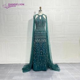 Party Dresses Dubai Mermaid Elegant Cape Sleeves Beaded Luxury Evening Gowns For Women Arabic 2024 Wedding