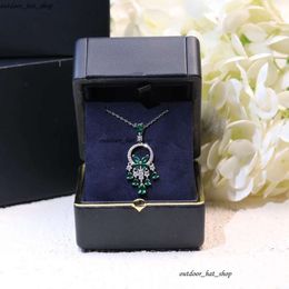 Designer Necklace European And American Retro Full Diamond Emerald Ins Niche Minimalist Temperament Butterfly Tassel Pendant Copper Plated Necklace 38