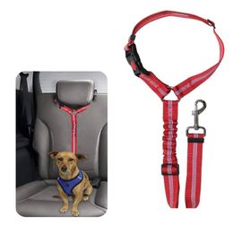 Dog Collars Leashes Seat Belt Retractable Seatbelts Harness For Car Adjustable Headrest Seatbelt Pet Safety Belts With Elastic Bun Dhiqc
