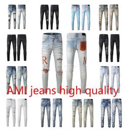 2023 New Mens Jeans with Holes Light Blue and Dark Grey Italian Brand Long Pants Trousers Streetwear Denim Skinny Slim Straight Biker Chg23072110l4sg