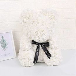 Decorative Objects Figurines Teddy Rose 25cm artificial flower rose with box mothers girlfriends wedding anniversary birthday Valentines Day gift H240521 0PYZ