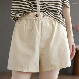 Women's Shorts Casual Summer Women Appear Thin Elastic Waist Solid Colour Wide Legged Pants Large Size Loose Affordable Breathable