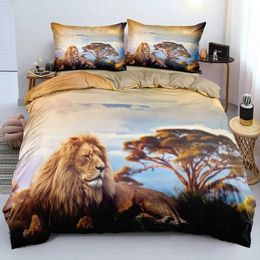 Bedding sets Black Lion Duvet Cover Animal Bed Sheet 3 Piece Set Single Double King Queen Full Size 1 Comforter 2 case H240521 IM5T