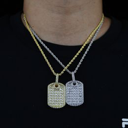 New Iced Out Bling Square Pendant Necklace For Men Women Gifts Silver Color Tennis Chain AAA Zircon Charm Hip Hop Jewelry