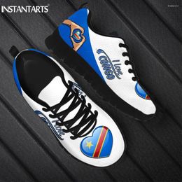 Casual Shoes INSTANTARTS Congo Flag Love Design Non-Slip Flat Light Women Tennis Sneakers For Ladies Round Toe Zapatos