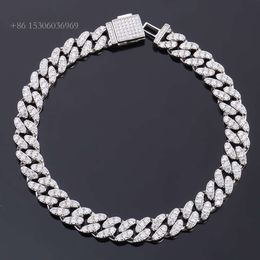 Cuban Link Sterling Sier 7-9 Inches Moissanite Bracelet Rhodium Plated Ice Chain Diamond For Men