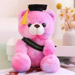 Plush Dolls 23cm graduate bear stuffed animal plush toy with cap pillow childrens Valentines birthday baby gift H240521 L07R
