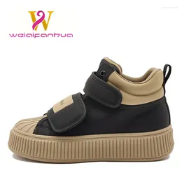 Casual Shoes Little White Women's Genuine Leather 2024 Autumn Winter Thick-soled Cotton Sports