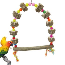 Bird Cage Toys For Parrots Wood Birds Swing Parrot Perch Standing Chewing Toys Parakeet Cage Accessories Birds training Supplies