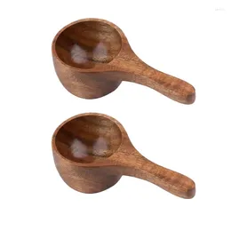 Measuring Tools 2Pcs Wooden Spoon Mini Coffee Cup Ice Cream Kitchen