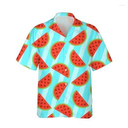 Men's Casual Shirts Shirt Funny Watermelon 3D Print Tops Women Fashion Short Sleeves Button Lapel Tees Oversized Unisex Clothing