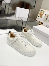 Luxury designer Laurens Low Top Women Scalloped Leather Sneakers White With Original Box