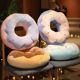 Plush Pillows Cushions Cute Donut Food Toy Colourful Stuffed Ring Shaped Decor Plushie Head Pillow Seat Cushion for Chair Indoor Floor Sofa Kids Gift H240521