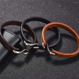 Link Bracelets 20cm/21.5cm Simple Gift For Men Women Boyfriend Vintage Trendy Classic Bangles Leather Hook Bracelet Wristband