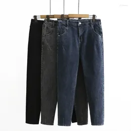 Women's Jeans Fashion Women's Elastic High Waist Plus Size 5XL Women Black Cotton Stretch Denim Pencil Pants Quality