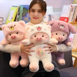 Plush Dolls 30cm/40cm/50cm Kawaii Cross-dressing Piggy Plush Toy Soft Cartoon Animal Cat/Bear/Dog Stuffed Doll Girls Valentines Day Gifts H240521