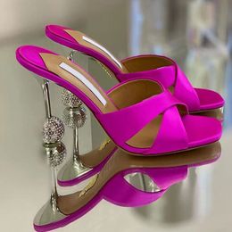 Diamond Ball Muli con tacco alto tacco sandali sandali con tacco in metallo a spillo da 105 mm Slip-on punta di piedi aperte donne designer di lusso taglie 35-42 con scatola