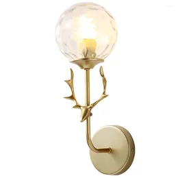Wall Lamp Creative Antlers Lights Nordic Loft Iron Glass Ball Sconce Home Decor For Bedroom Bedside Fixture Luminaire
