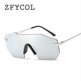 Women cool Sunglasses Unique Rimless Mirrored Lens Fashion Oversized Sun Glasses For Women Men SDR12 2479