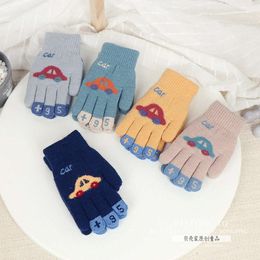 Children For 4-8 Years Boys Winter Knitted Soft Warm Cute Cartoon Car Kids Gloves Full Finger Girls Mittens F24523