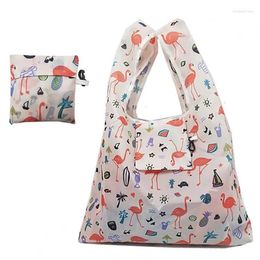 Storage Bags 2024 Women Foldable Eco Shopping Bag Tote Pouch Portable Reusable Grocery Cactus Flamingo Dots