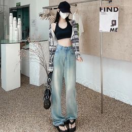Women's Jeans Wide-leg 2024 Spring Thin Style Pendant Feeling Loose Mop Pants Mujer